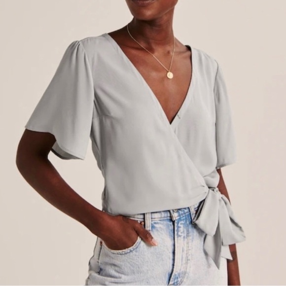 abercrombie faux silk wrap blouse - Picture 3 of 6